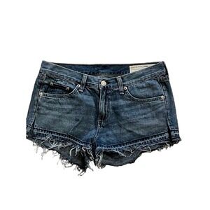 Rag & Bone Raw Hem Festival Rodeo Medium Wash 100% Cotton Denim Casual Shorts 26